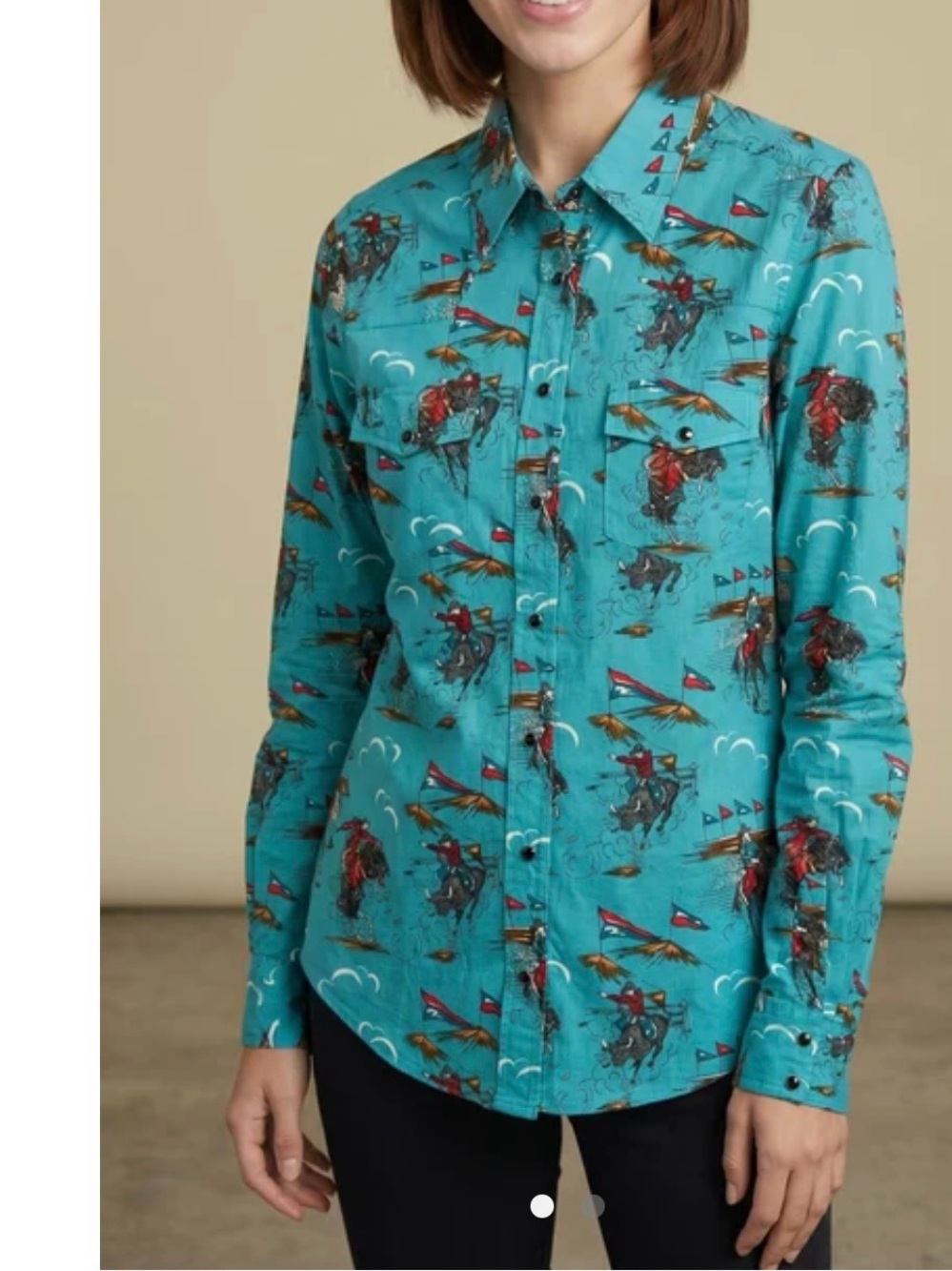 Roper Turquoise Western Pearl Snap Turquoise Shirt XL